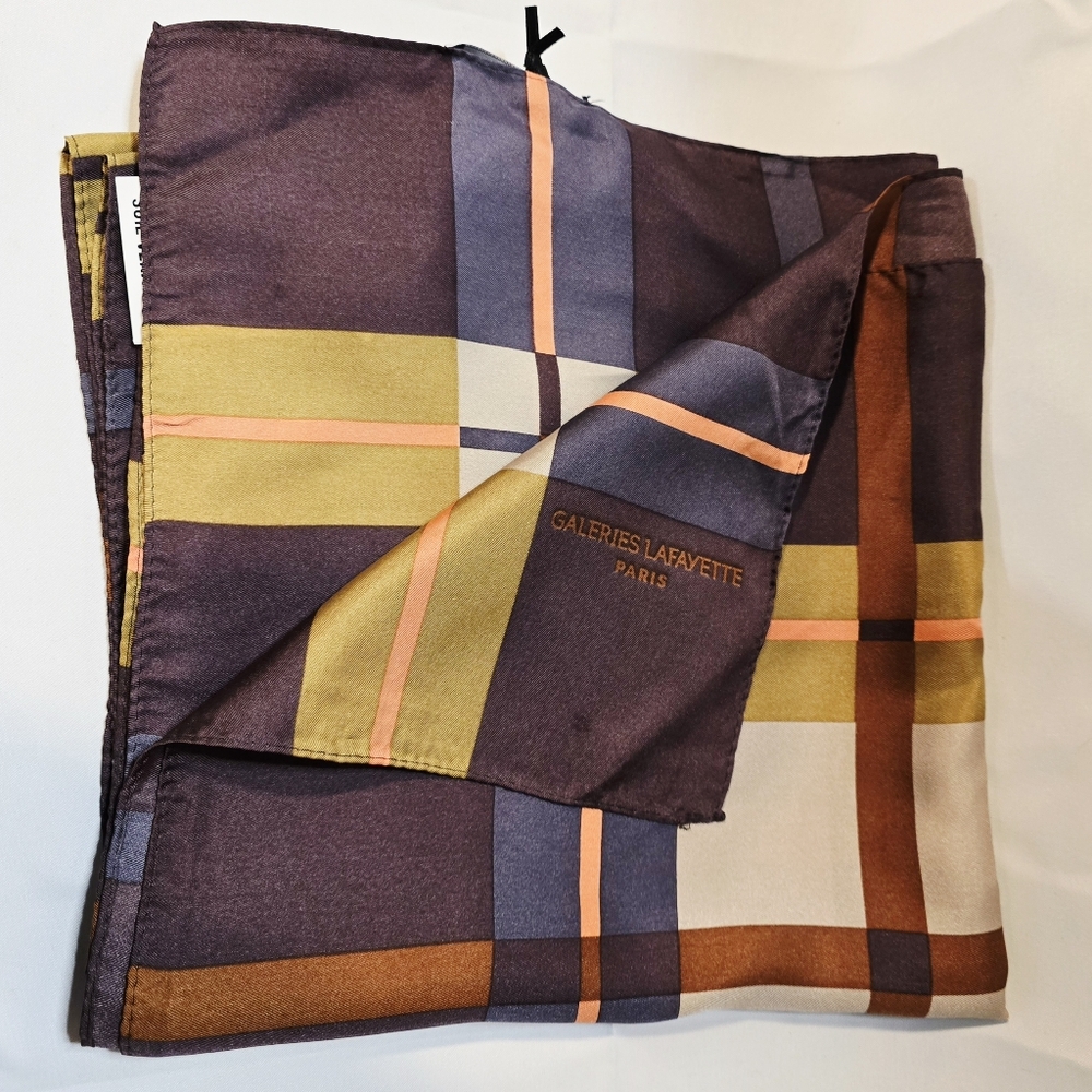 Galeries Lafayette Silk Scarf Tartan